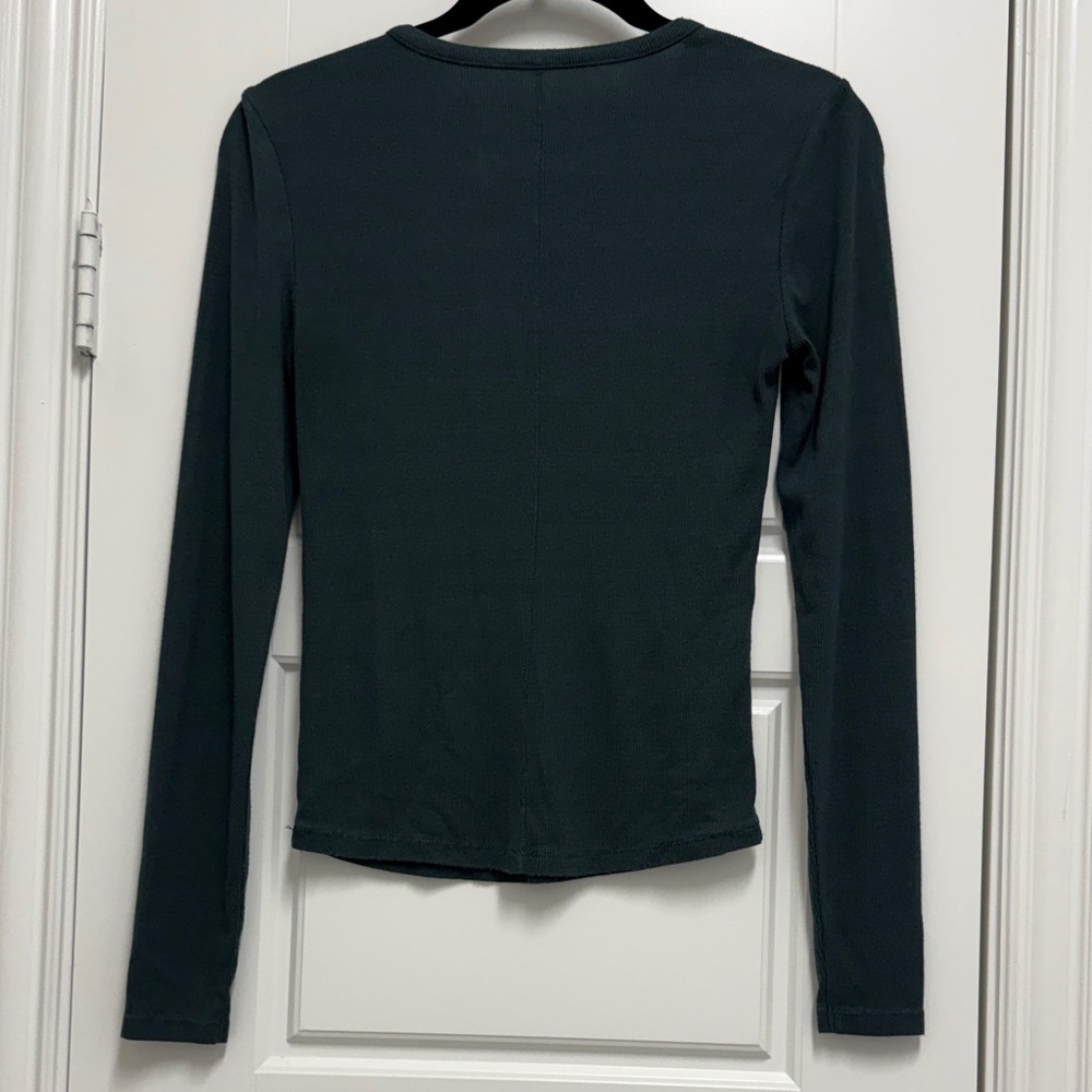 Nuuds Long Sleeve Crewneck Top in Dark Green - Picture 5 of 7